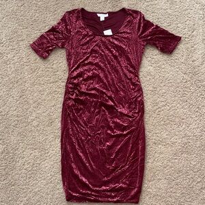 Motherhood Rich Burgundy Midi Dress